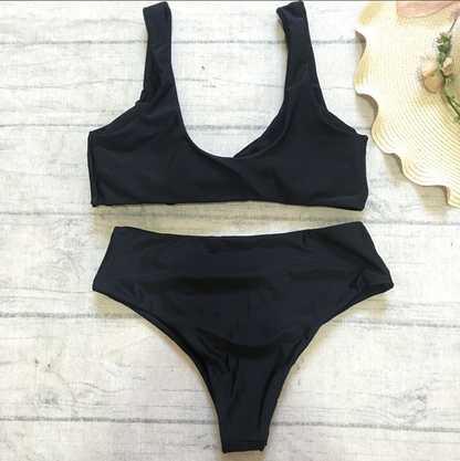 Sexy Solid Female Swimsuit Bikini Set