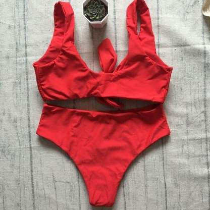 Sexy Solid Female Swimsuit Bikini Set