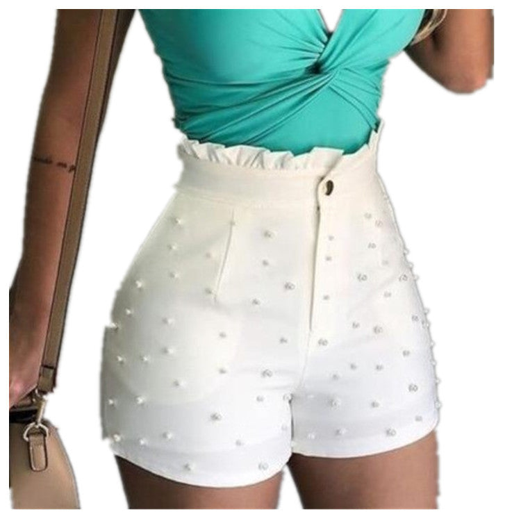 Cannon Beads Solid Color Sexy Shorts For Women