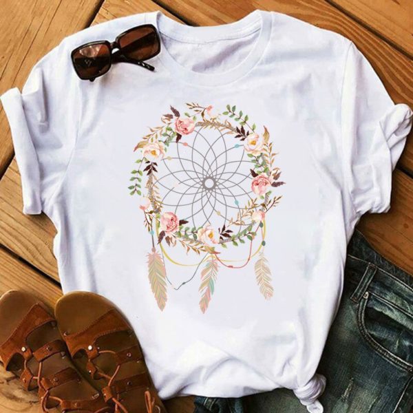 Feather Watercolor Print Women T-Shirt