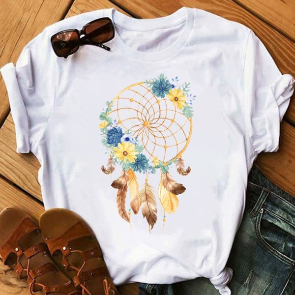 Feather Watercolor Print Women T-Shirt