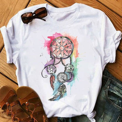 Feather Watercolor Print Women T-Shirt