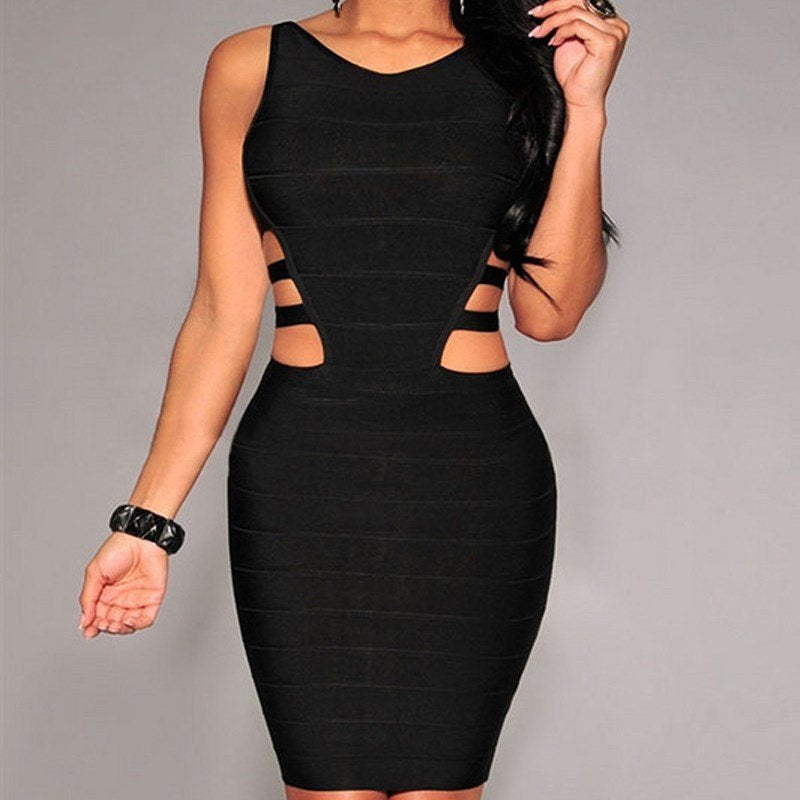 Black Sexy Sleeveless Bandage Dress For Women