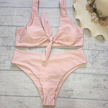 Sexy Solid Female Swimsuit Bikini Set