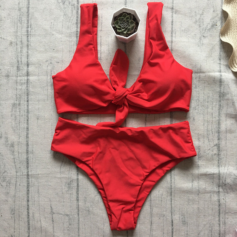 Sexy Solid Female Swimsuit Bikini Set