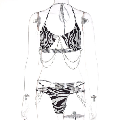 Printed Tether Chain Swimsuit Set